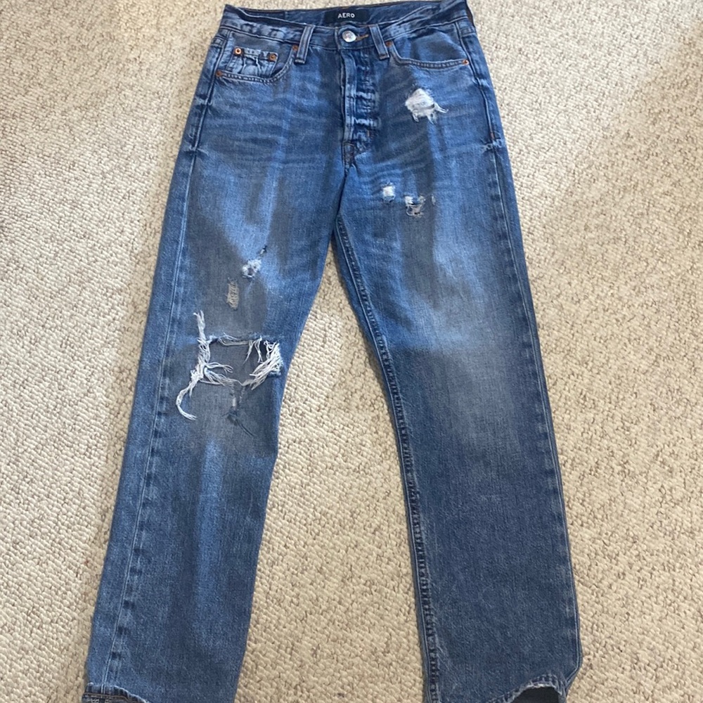 Aeropostale 4r super high rise ankle ripped jeans